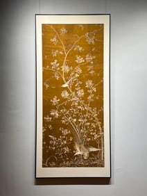 Late Qing Dynasty and Republic of China period imperial yellow Guangdong embroidery "Flowers Added