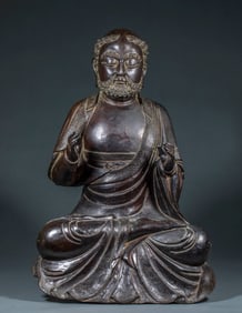 A copper statue of Bodhidharma, before the Ming Dynasty