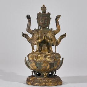 Six-armed Guanyin in Gilt Copper, Before the Ming Dynasty