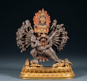 Ming Dynasty Gilt Esoteric Buddhism Mahakala Buddha Standing Statue