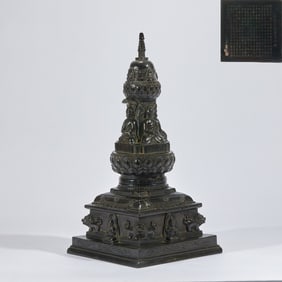 Buddha Tower Carved with Heart Sutra in Agarwood