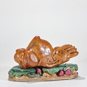 Jadeite "Wuliangshou" (Infinite Life) figurine in the 9th year of the Qianlong reign