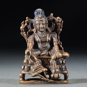 A Qing Dynasty Gilt-Bronze Buddha Statue of the Yellow Wealth God