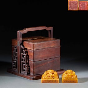 A pair of Shangshufang Tianhuang Stone Dragon Pattern Seals