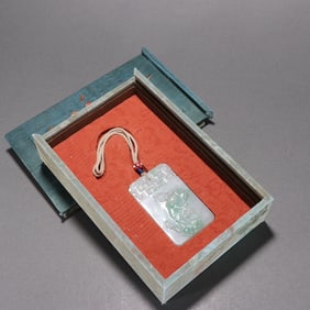 Qing Dynasty Jadeite Liu Hai Playing with Golden Toad Pendant