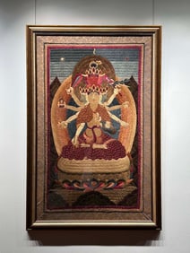 Late Qing Dynasty to Republic of China, embroidered Quan Yin Thangka
