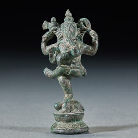 Gilt Copper Elephant Trunk God of Wealth, Qing Dynasty