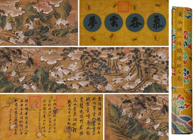 A rare scroll of "The Auspicious Cranes" by Huang Quan