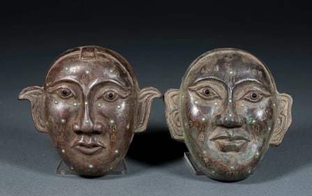 Pre-Ming Dynasty, Inlaid Gold and Silver, Acupuncture Face Map