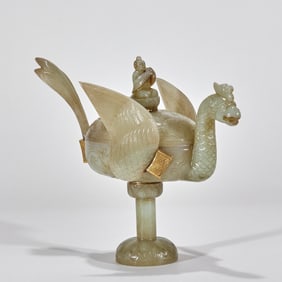 Hetian Jade Immortal Riding a Crane