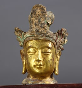A gilded Buddha head from the Northern Wei Dynasty