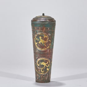 Gold-Silver Inlaid Scripture Tube, Pre-Ming Dynasty