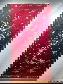 Large-Sized Embroidery of Flowers and Birds