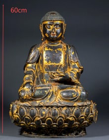Lacquered and Gilded Seated Statue of Sakyamuni