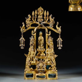 Gilt Bronze Buddha Statue with Backlight, Pre-Ming Dynasty