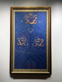 Gold-Thread Embroidery Dragon-Patterned Robe Fabric, Qing Dynasty