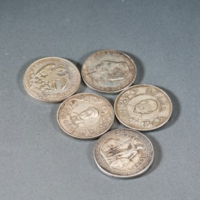 Set of Five Silver Dollars