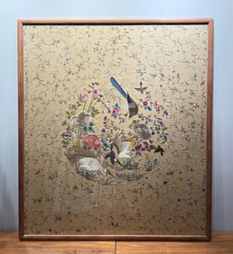 High-Quality Guang Embroidery Work Titled "Famous and Distinguished" (Guang Embroidery is one of