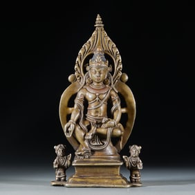 Alloy Copper Statue of Yellow Jambhala (Yellow Jambhala is a deity of wealth in Tibetan Buddhism)