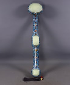 Cloisonné Ruyi Scepter Inlaid with Hetian Jade