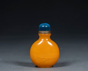 Amber Snuff Bottle (amber is a fossilized resin, a type of organic gemstone)