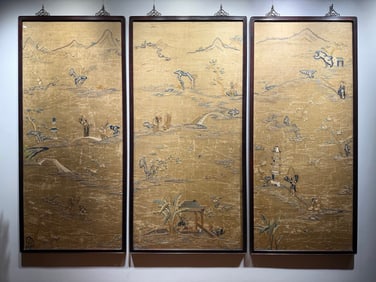 High-Quality Su Embroidery Panoramic Painting of Mythical Figures, Late Ming-Early Qing Dynasty