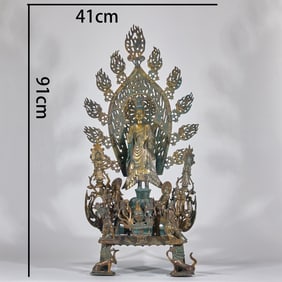 Gilt Bronze Group Statue of Maitreya Buddha, Pre-Ming Dynasty