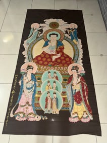 Dunhuang Mural-Style Paintings of Buddhist Figures by Zhang Daqian (a renowned modern Chinese