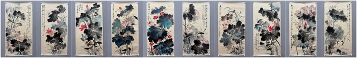 Ten Lotus Paintings by Zhang Daqian