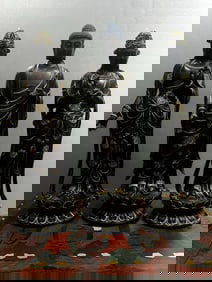 Qing Dynasty Agarwood Ornament of "Western Trinity" (Amitabha Buddha, Guanyin, and Mahasthamaprapta)