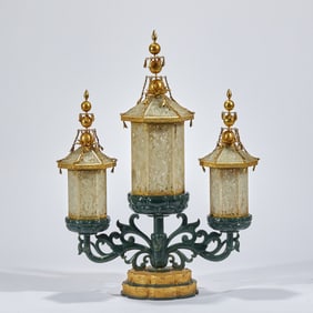 Hetian Jade Palace Lantern with Openwork Carving and Inlays