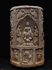 Tang Dynasty Stone Carved Buddha Pillar