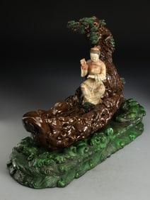 Shoushan Stone Ornament of "Immortal Riding a Raft"