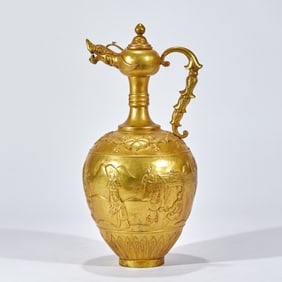 Gold Ewer with Dragon-Head Spout and Figure Patterns