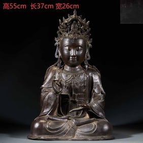 Ming Dynasty Jiajing Reign Bronze-Bodied Guanyin Statue for Worship