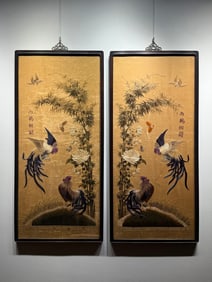 Late Qing-Early Republican Period Embroidery "Promotion Upon Promotion" (a motif symbolizing career