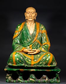 Liao Dynasty Tricolor Glazed Seated Arhat Statues