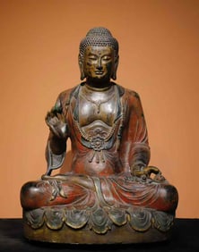 Tang Dynasty Painted Green Stone Buddha Statue