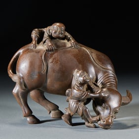 Bronze-Bodied Ornament of "Children Playing with Oxen"