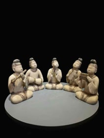 Tang Dynasty White Marble Figurines of Musicians