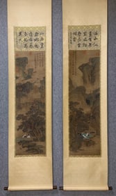 Vertical Scroll Landscape Painting by Tang Yin (a famous painter of the Ming Dynasty)
