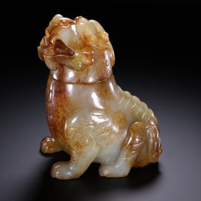 Ming Dynasty Hetian Jade Incense Burner Ornament with Patina and Auspicious Beast Patterns