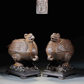 Agarwood Ornament of Double Phoenixes