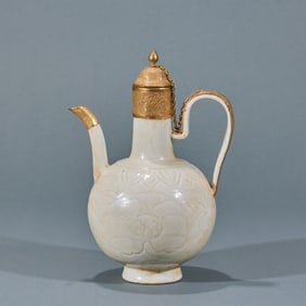 Ding Kiln Ewer with Metal Bound Rim (Ding Kiln is one of the "Five Great Kilns" of the Song Dynasty)