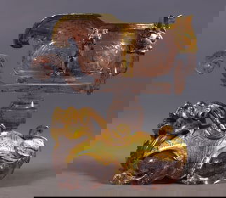 Colored Glaze Cup with Gold Inlay in Dragon-Turtle Shape (dragon-turtle symbolizes fortune and