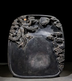 Duan Stone Inkstone with Poems and "Phoenix Facing the Sun" Pattern (Duan stone is a rare material