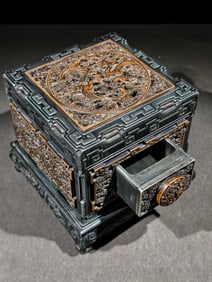 Set of Songhua Stone Inkstones with "Dragon and Phoenix Bringing Auspiciousness" Pattern