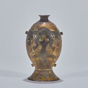 Gilded Silver Vase with Phoenix Patterns