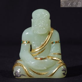 Gold - Wrapped Luohan Statue of Hetian Jade from the Fifth Year of Kaiyuan