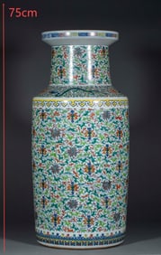 Qing Dynasty Qianlong Period Five-Color Flower-Patterned Globular Bottle